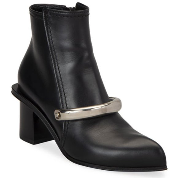 Alexander McQueen Metal Bar Leather Booties 36